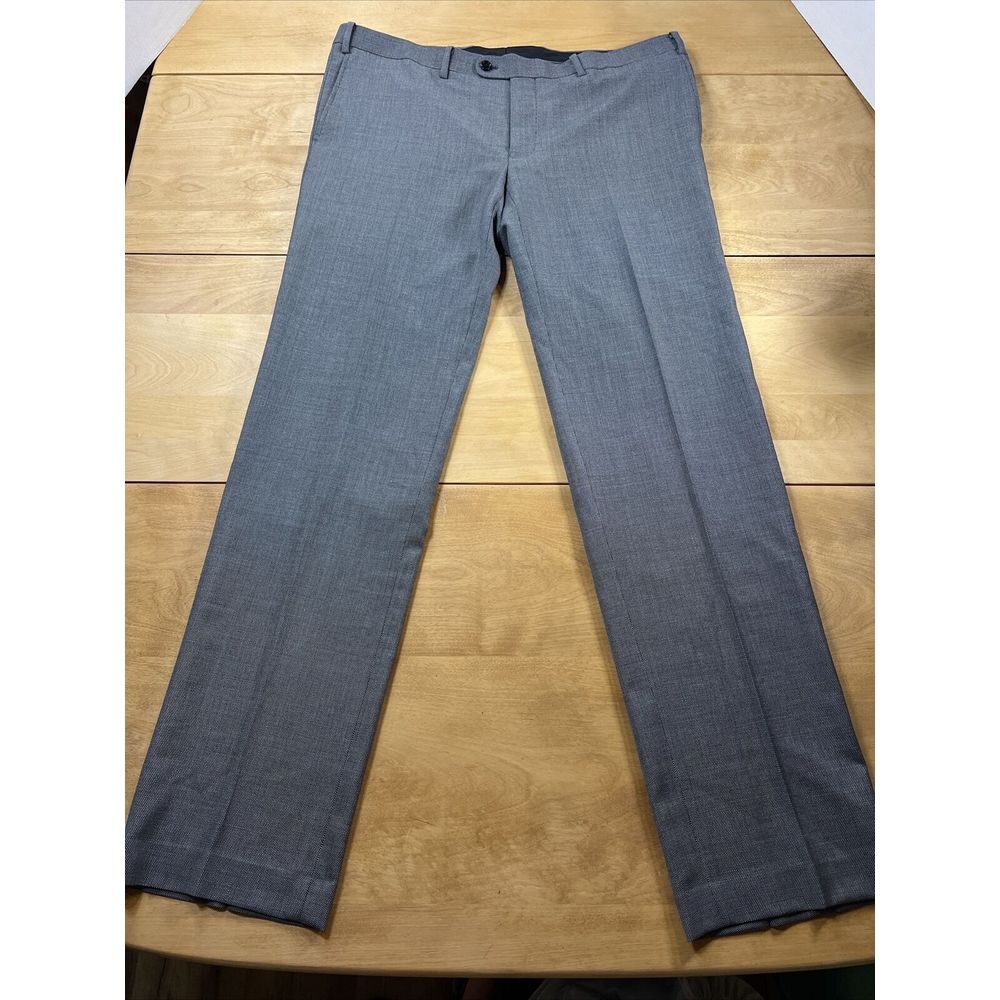Indochino Pants Men's 40x 36 Gray/dark Gray Chino‎ Pleat Front Dress Slacks